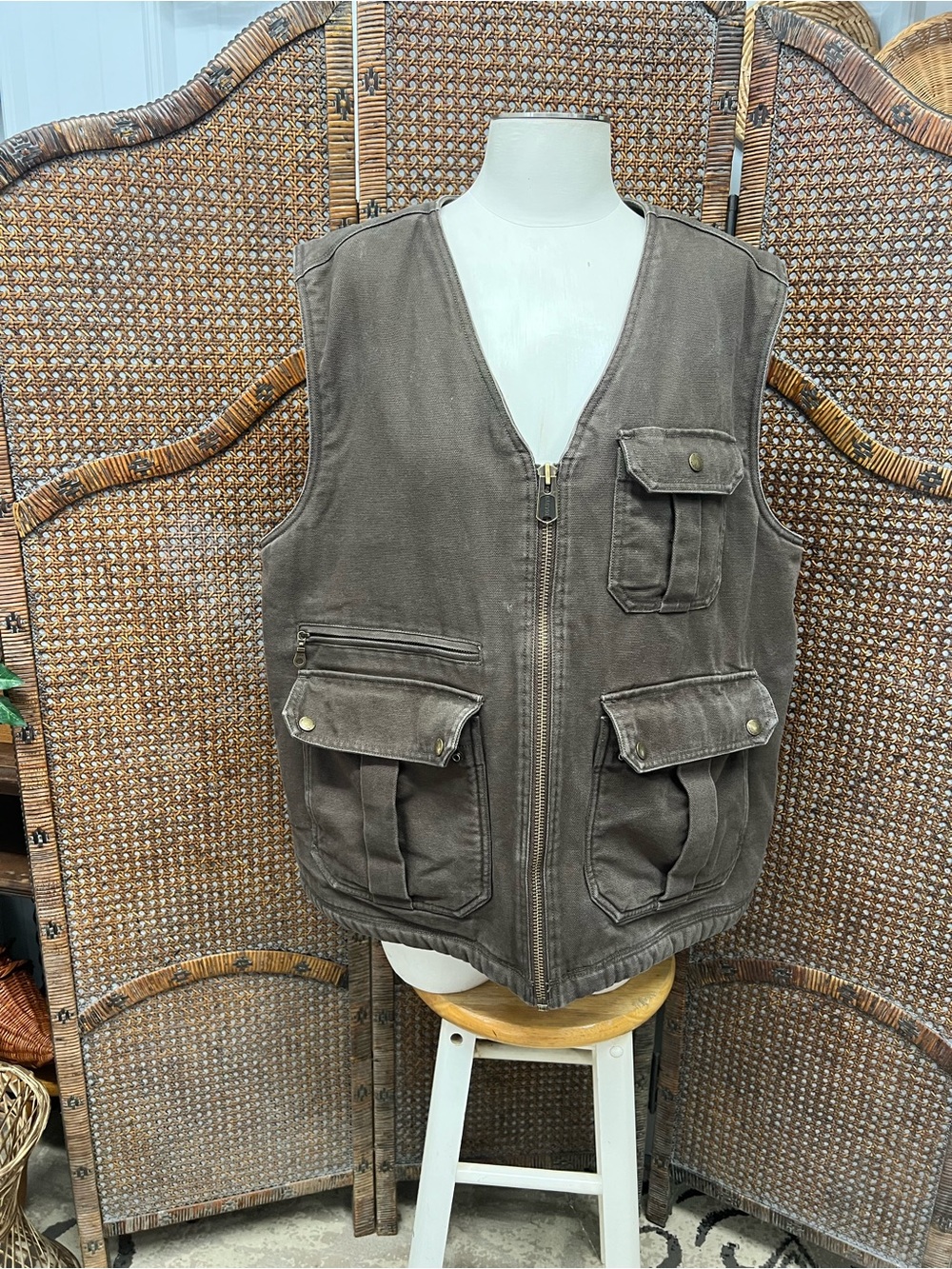 Duluth Trading co mens Sherpa lined utility vest XL brown